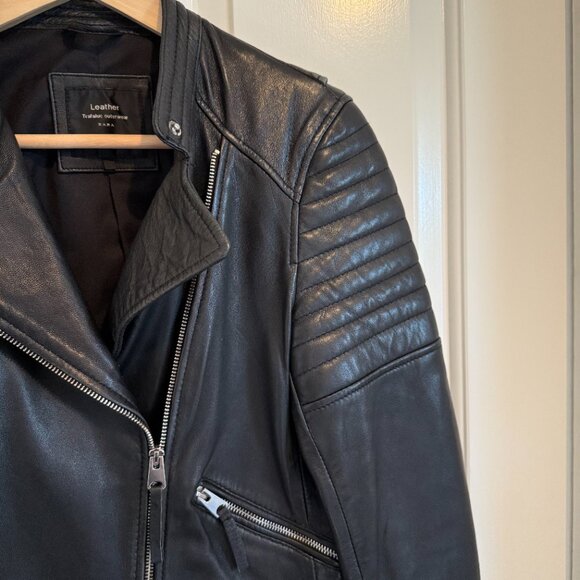 Zara Genuine Sheep Leather Moto Jacket, Size Medium - Picture 4 of 7